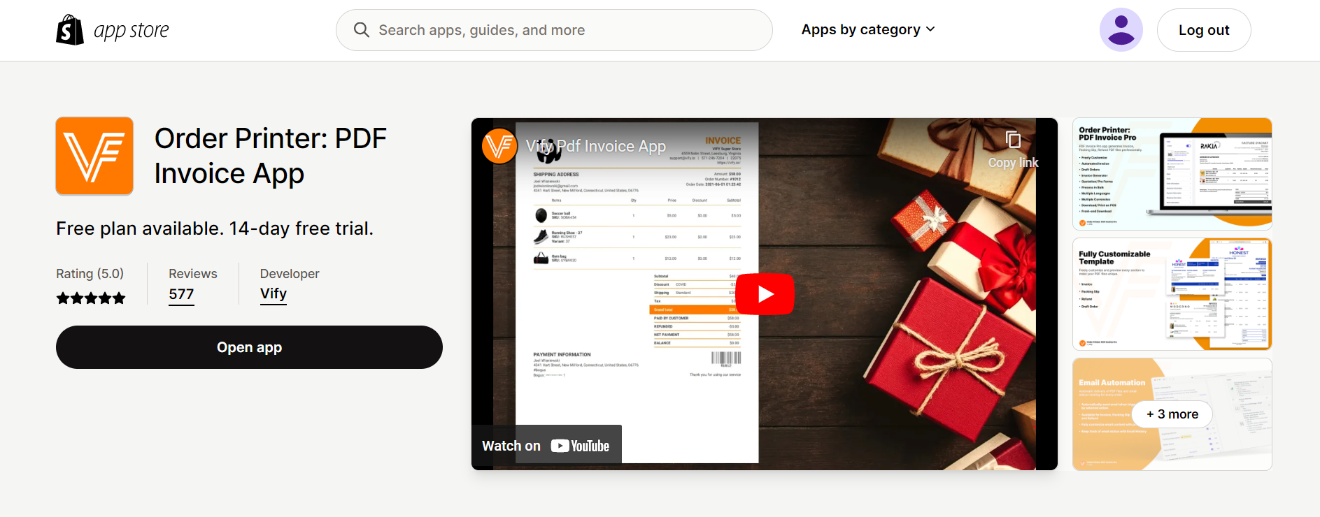 Vify Order Printer: PDF Invoice App