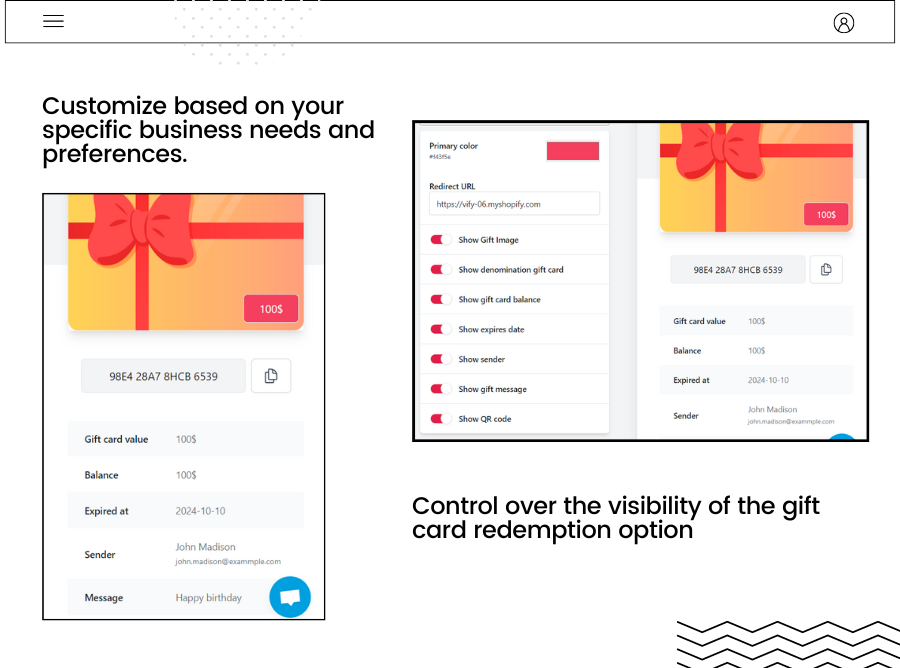 customize redemption page feature 