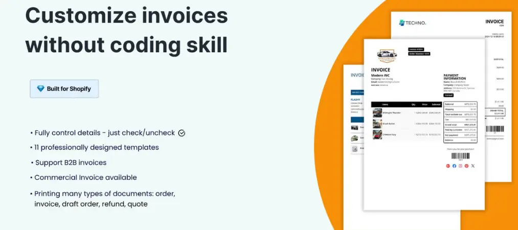 Vify Order Printer PDF Invoice